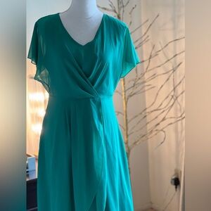 Green chiffon dress long size L NWT